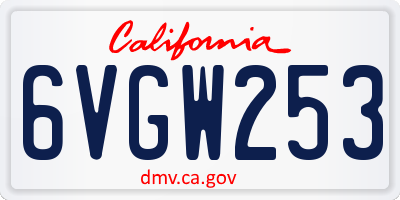 CA license plate 6VGW253
