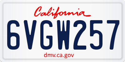 CA license plate 6VGW257