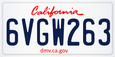 CA license plate 6VGW263