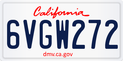 CA license plate 6VGW272