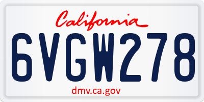 CA license plate 6VGW278