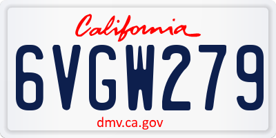 CA license plate 6VGW279