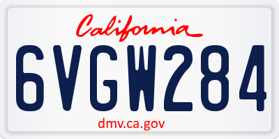 CA license plate 6VGW284