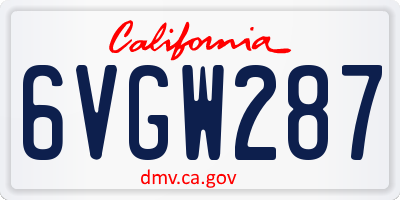 CA license plate 6VGW287
