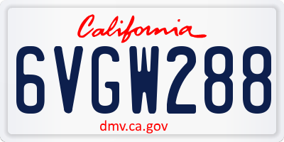 CA license plate 6VGW288