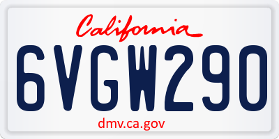 CA license plate 6VGW290