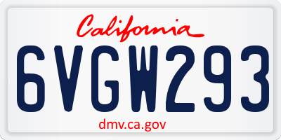 CA license plate 6VGW293