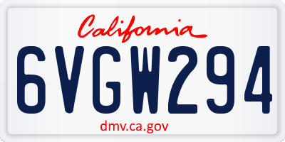 CA license plate 6VGW294