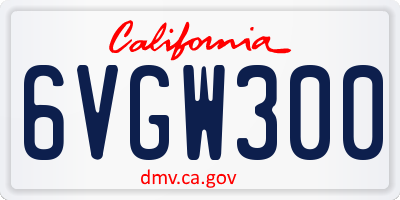 CA license plate 6VGW300