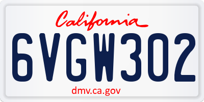 CA license plate 6VGW302