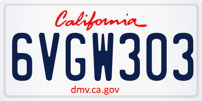 CA license plate 6VGW303