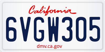 CA license plate 6VGW305