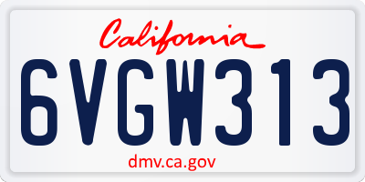 CA license plate 6VGW313