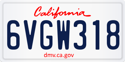 CA license plate 6VGW318