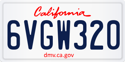 CA license plate 6VGW320