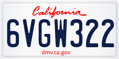 CA license plate 6VGW322