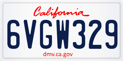 CA license plate 6VGW329