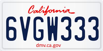 CA license plate 6VGW333