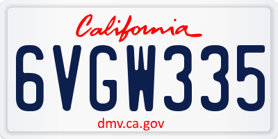 CA license plate 6VGW335
