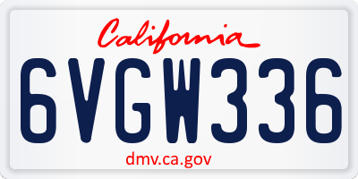 CA license plate 6VGW336
