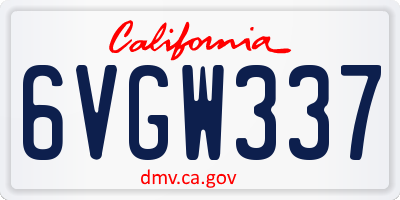 CA license plate 6VGW337