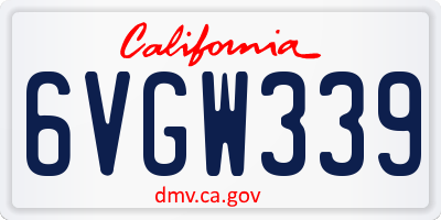 CA license plate 6VGW339