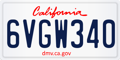 CA license plate 6VGW340