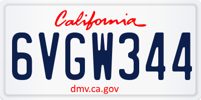 CA license plate 6VGW344