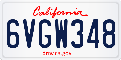 CA license plate 6VGW348