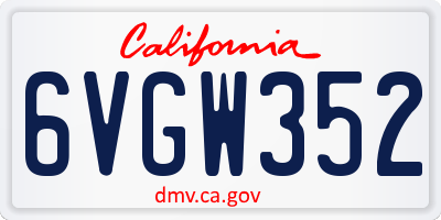 CA license plate 6VGW352