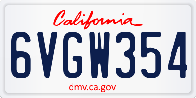 CA license plate 6VGW354