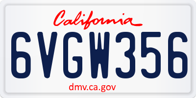 CA license plate 6VGW356
