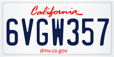 CA license plate 6VGW357