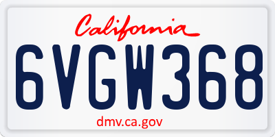 CA license plate 6VGW368