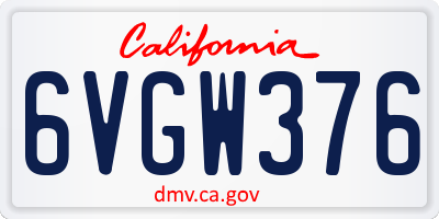 CA license plate 6VGW376