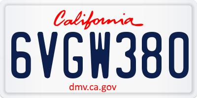 CA license plate 6VGW380