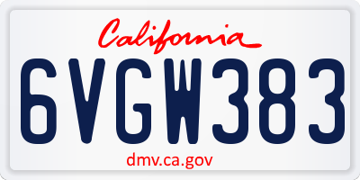 CA license plate 6VGW383