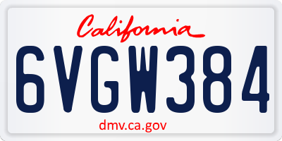 CA license plate 6VGW384
