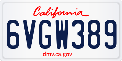 CA license plate 6VGW389
