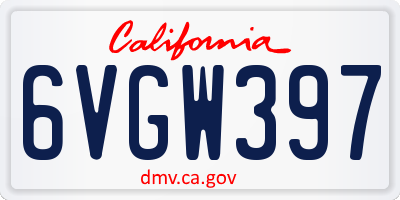 CA license plate 6VGW397