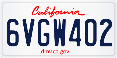 CA license plate 6VGW402