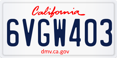 CA license plate 6VGW403