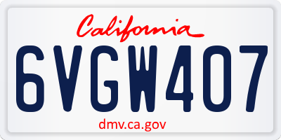CA license plate 6VGW407