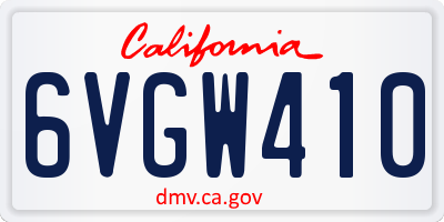 CA license plate 6VGW410
