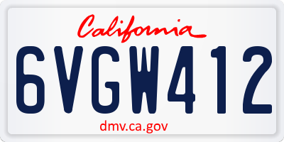 CA license plate 6VGW412