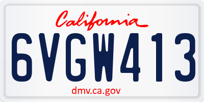 CA license plate 6VGW413
