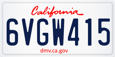 CA license plate 6VGW415