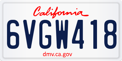 CA license plate 6VGW418