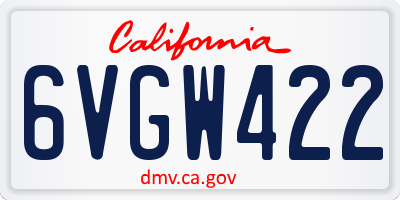 CA license plate 6VGW422