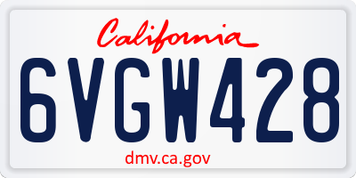 CA license plate 6VGW428